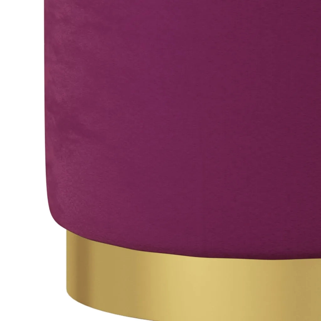 Sgabello Rotondo con Contenitore Viola in Velluto 31 x 37 cm
