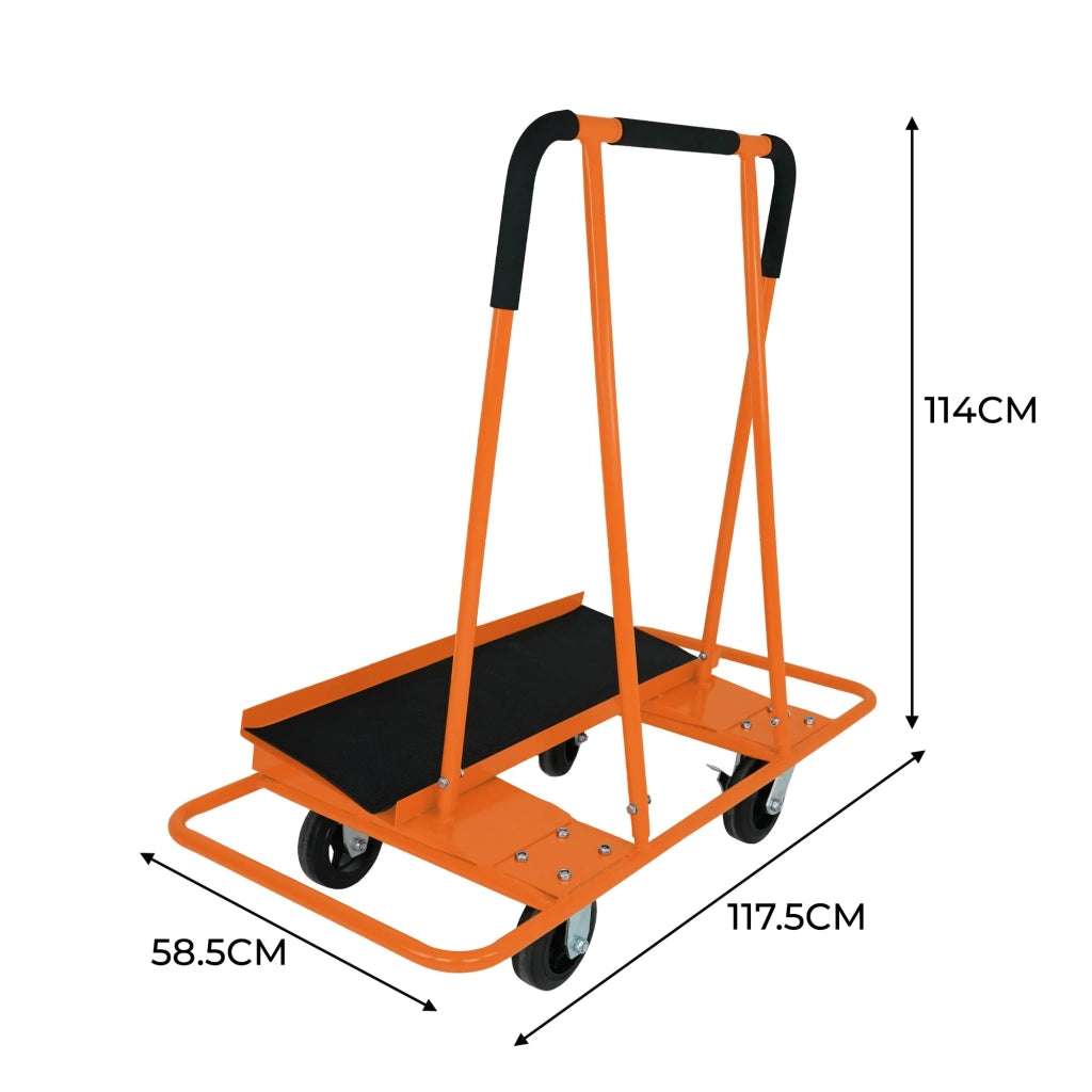 Carrello per Cartongesso 1000kg Acciaio Pesante Ruote Fisse e Girevoli