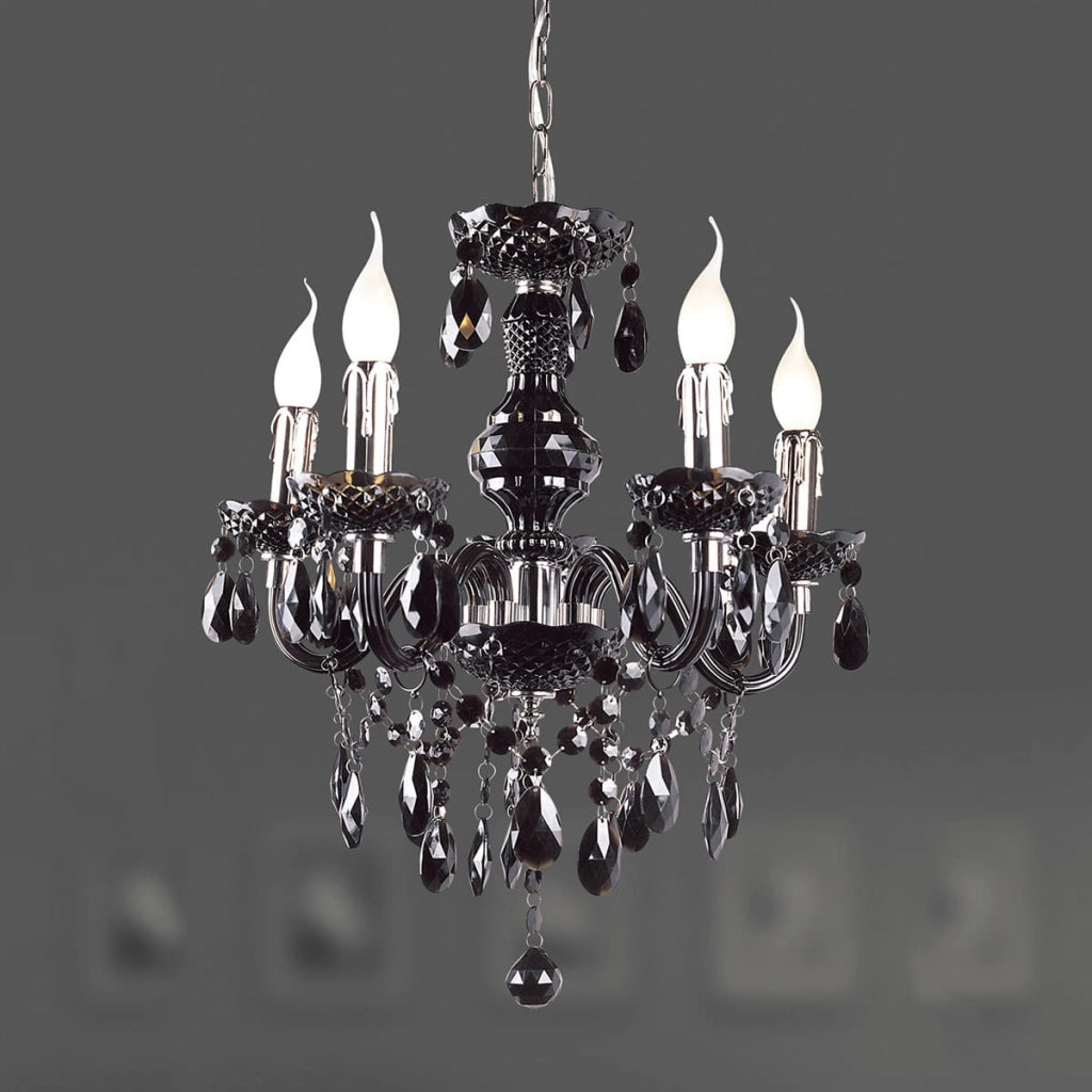 Italux Whiz lampadario nero/cromo 5xE14 cristalli L.90690/5BL