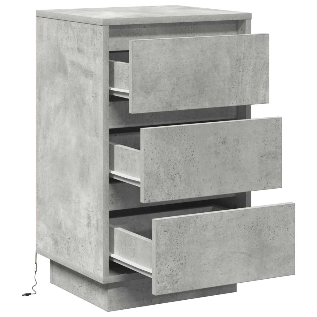 Comodino | Armadio da Notte | Mobiletto da notte con cassetto Grigio cemento 39 x 34,5 x 65 cm