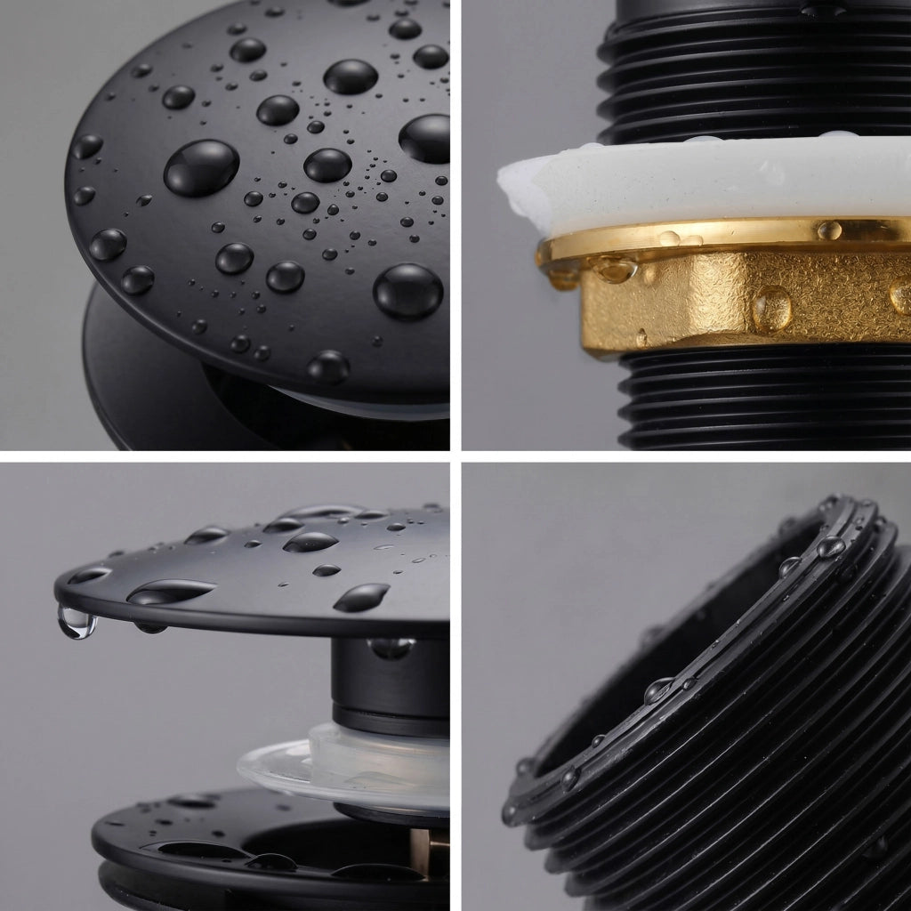 Piletta Click Clack lavabo senza troppo pieno acciaio inossidabile Nero