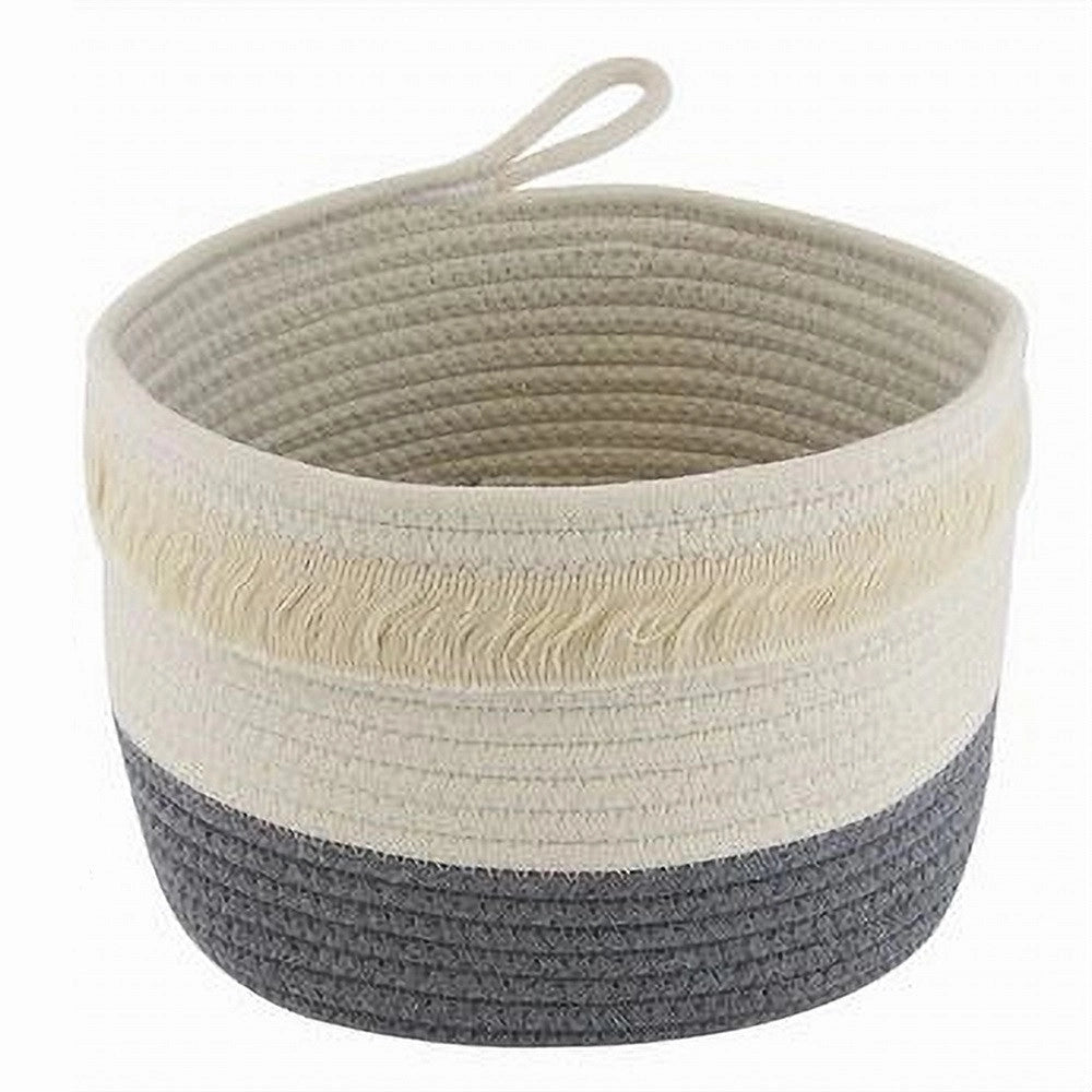Trade Shop - Cestino Porta Biancheria Oggetti Corda Intrecciata Cesto Organizer 26x18cm 10655 -