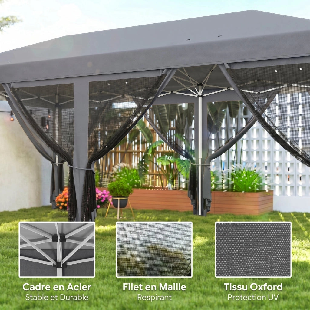 Tonnelle 6x3m Pop-up con Zanzariere ¨C Zephmum ¨C Grigio
