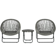Set di mobili da giardino pieghevoli per balcone con tavolino e 2 sedie, grigio acciaio, per terrazzo e giardino.