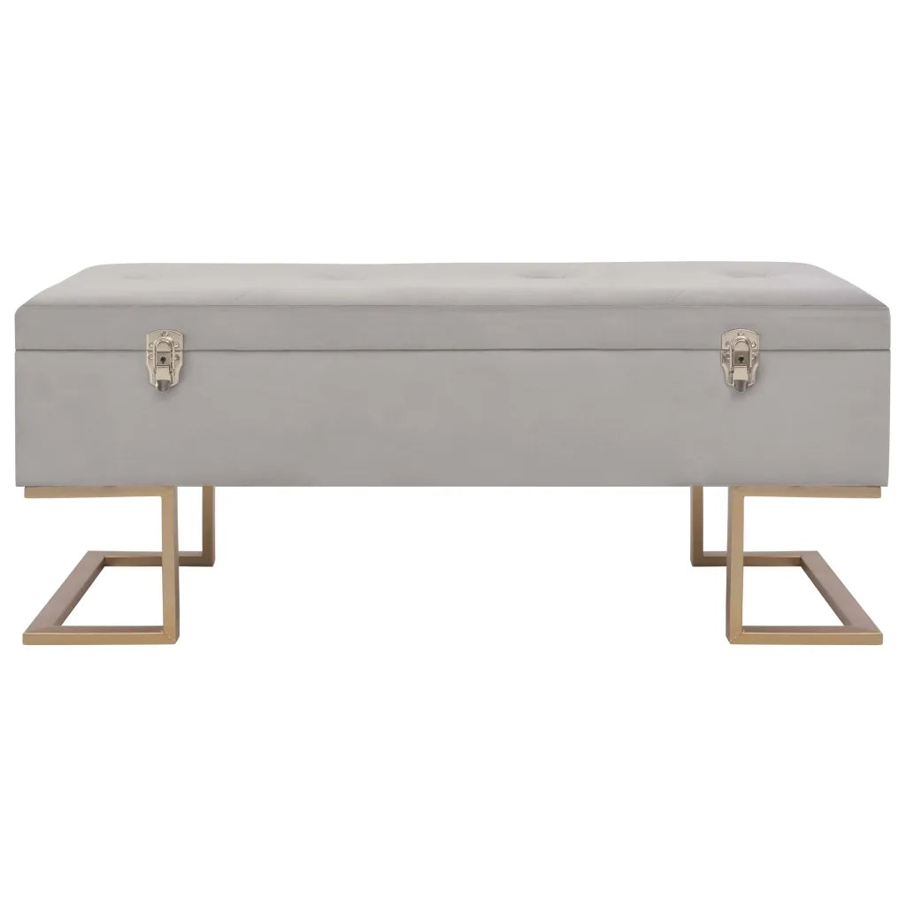 Panca con Vano Portaoggetti 105 cm Grigio in Velluto cod mxl 51785