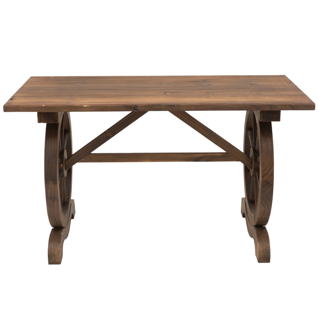 Tavolo da giardino ¨C zephmum ¨C legno massello, effetto rovere, rotondo, 110x60x65 cm