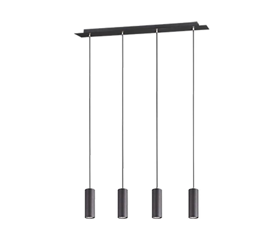 Lampada a sospensione 4 cilindri, metallo, nero, L 75 cm, Marley