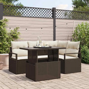 Set Divano da Giardino 5 pcs Marrone e Crema polyrattan