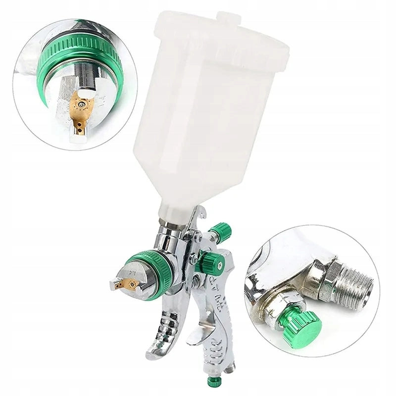 Pistola a Spruzzo HVLP con 4 Ugelli (1,4 1,7 2,0 2,5) – Serbatoio 600ml, Regolazione Aria e Vernice
