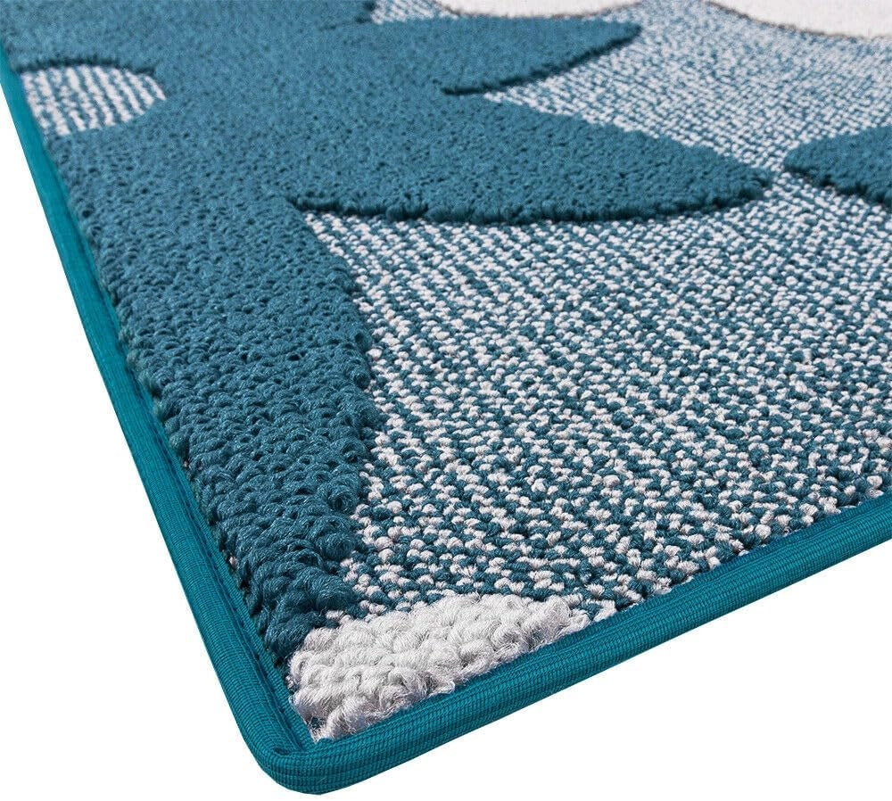 Tappeto Cucina 3D Fiore 50x135 cm Tridimensionale Morbido Moderno Passatoia Antiscivolo Blu