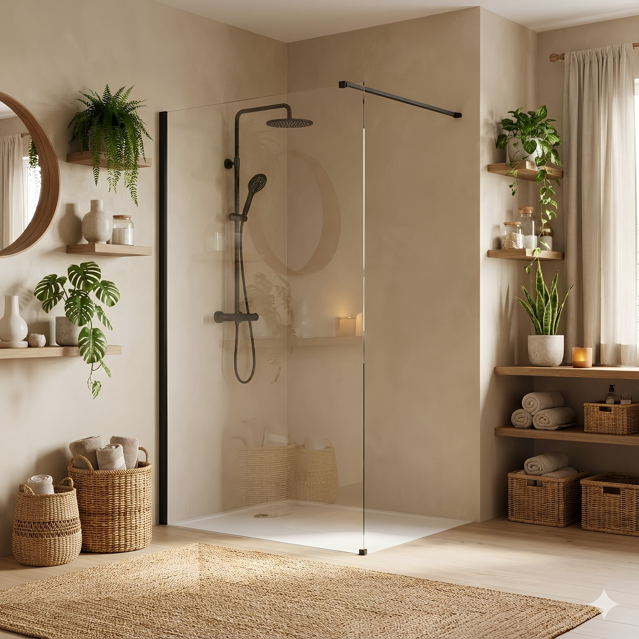 Parete Doccia Rea Flexi Transparent / Black 70