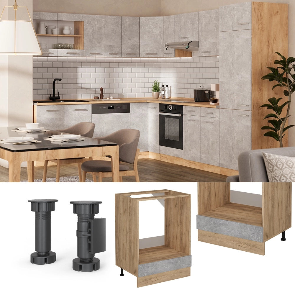 Mobile per forno da incasso R-Line Calcestruzzo/Rovere dorato 60 cm, PL Antracite Vicco