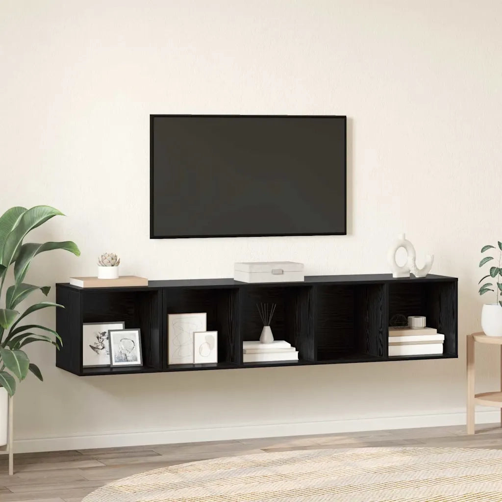 Set di mobili TV 2 pz-Set di 2 Credenza per TV Rovere Nero Legno multistrato