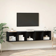 Set di mobili TV 2 pz-Set di 2 Credenza per TV Rovere Nero Legno multistrato