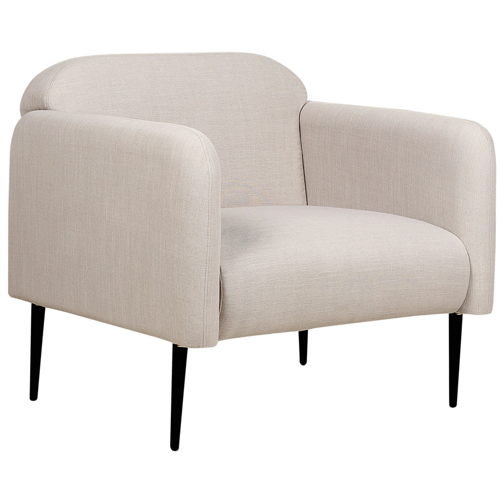 Poltrona in tessuto di lino grigio talpa e nero Gambe in metallo Sedia imbottita Morbido stile retrò Art Decor Soggiorno