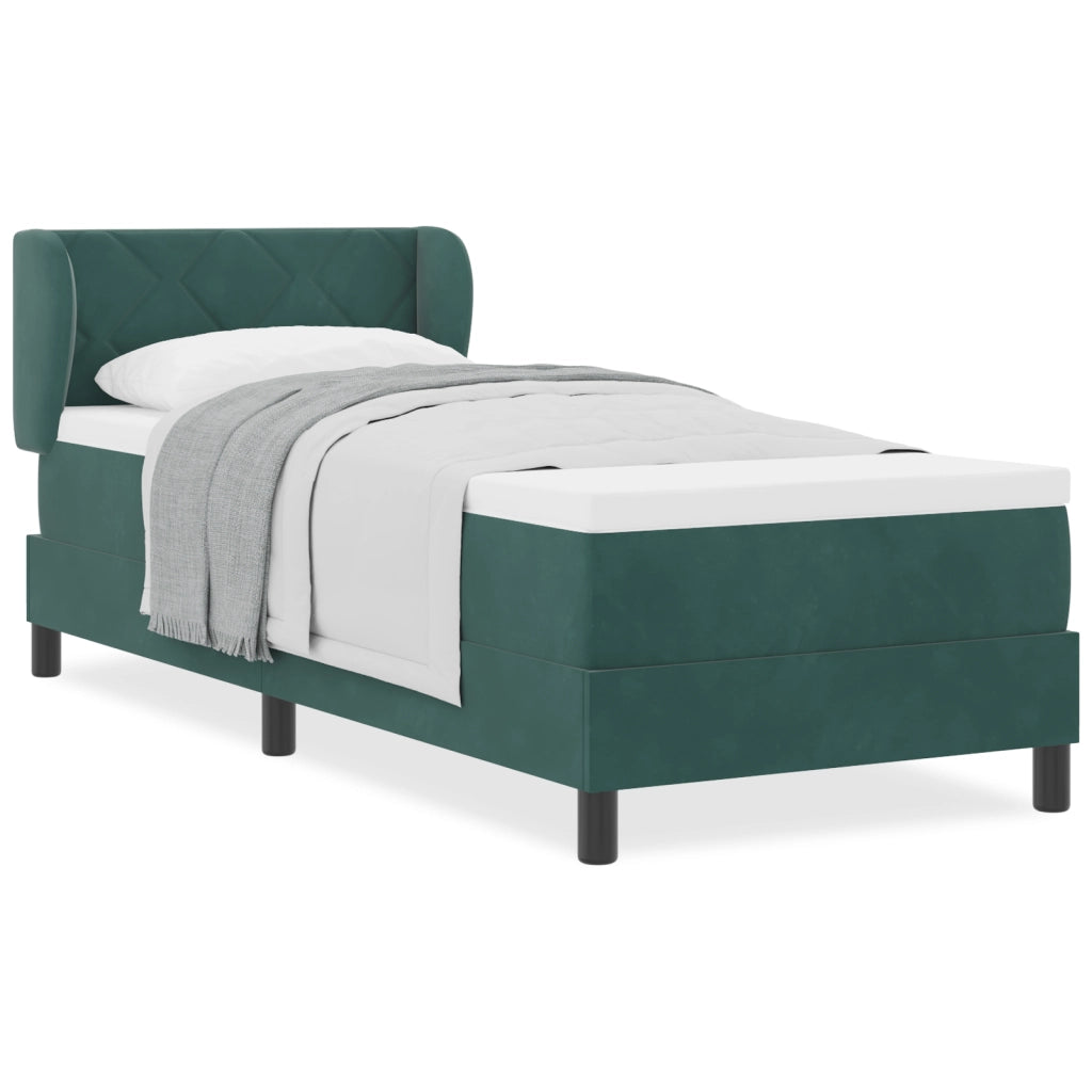 Letto a Molle con Materasso Verde Scuro 80x200 cm Velluto
