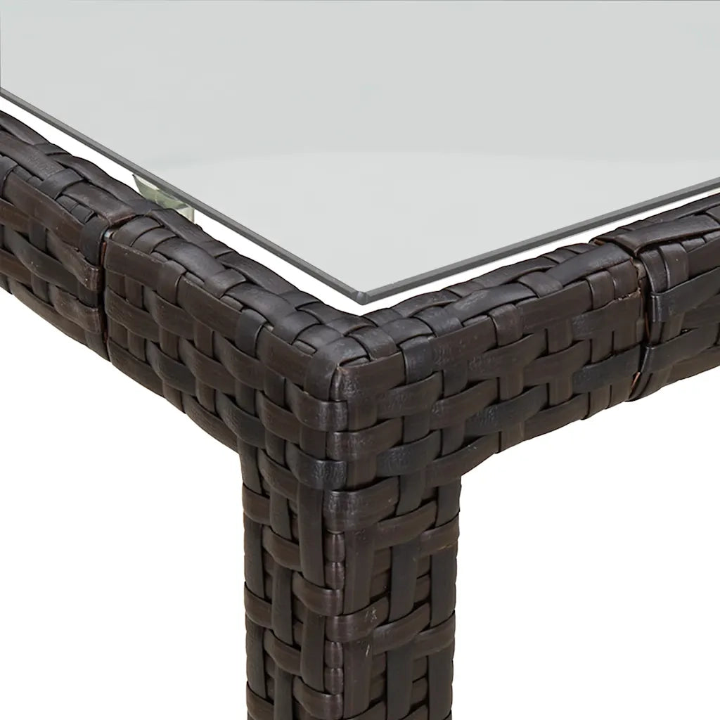 Tavolo Giardino 150x90x75cm Vetro Temperato Polyrattan Marrone 316704