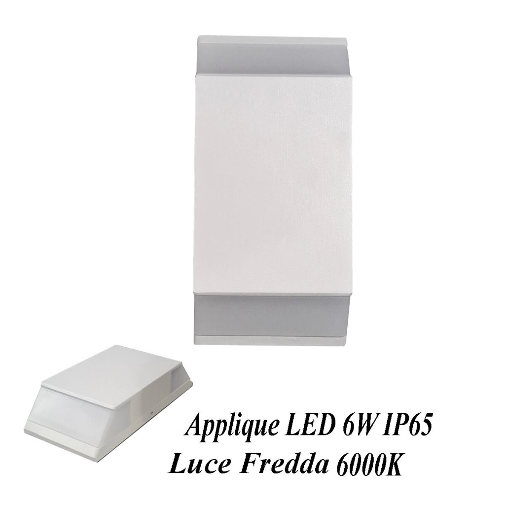 APPLIQUE PARETE LED 6W LAMPADA MURO IP65 MODERNO DOPPIA LUCE FREDDA 6000K