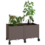Fioriera da Giardino con Ruote e Drenaggio ¨C zephmum ¨C 80x40x43 cm Marrone