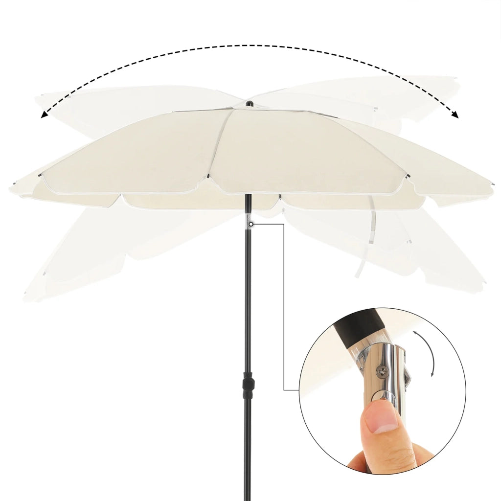 Ombrellone da giardino diametro 1,6 m ombrellone protezione UPS 50+ inclinabile portatile antivento stecche in fibra di vetro con borsa beige 12_0001766