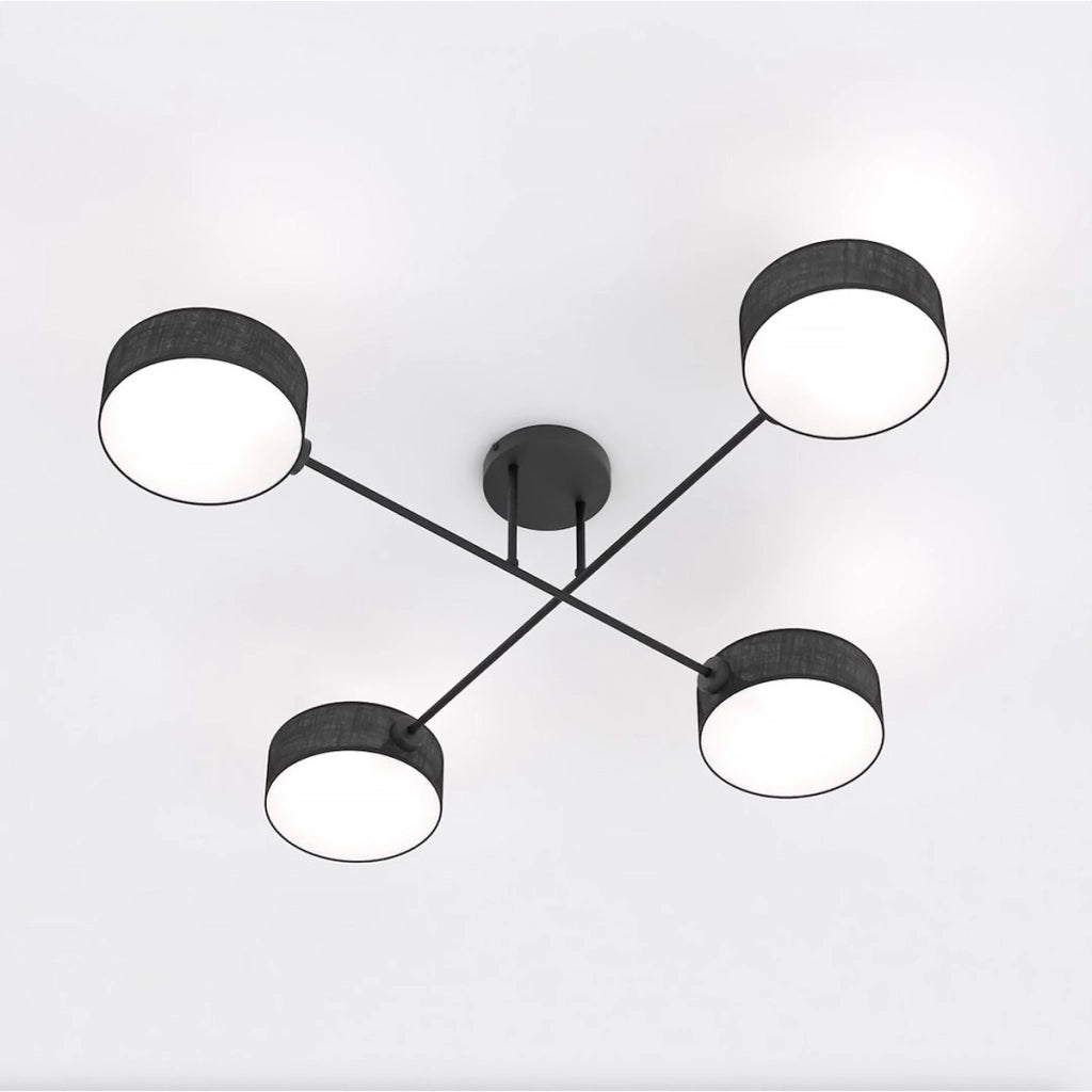 Lampada a sospensione Maga a quattro bracci in acciaio nero