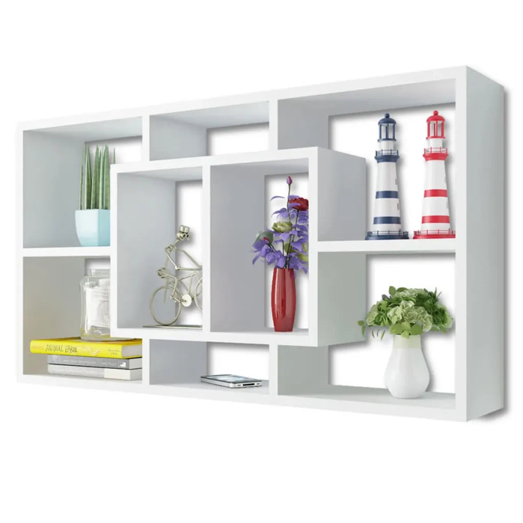 Espositore da Parete Galleggiante 8 Scomparti Bianco CFW2289854