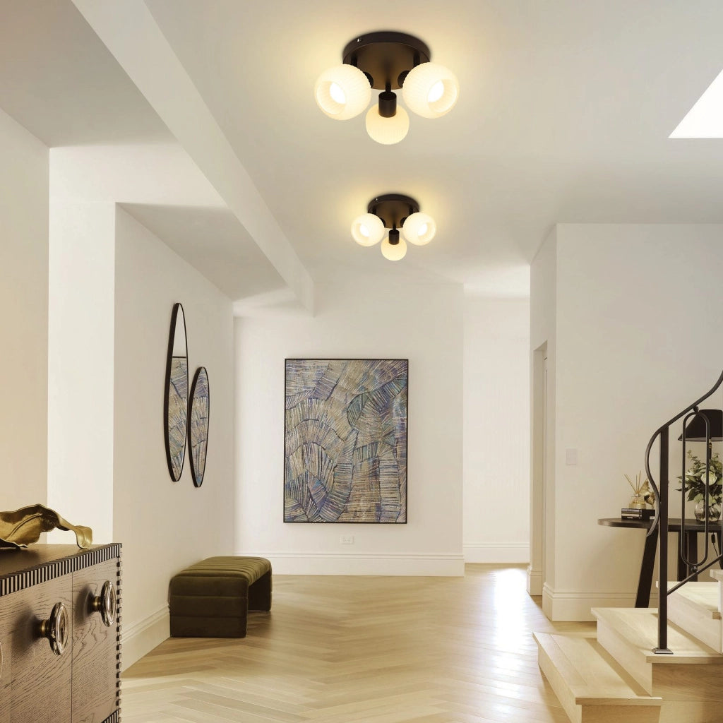 ZMH Faretto da soffitto 2 paralumi in vetro E14 vintage senza lampadina nero orientabile 350°