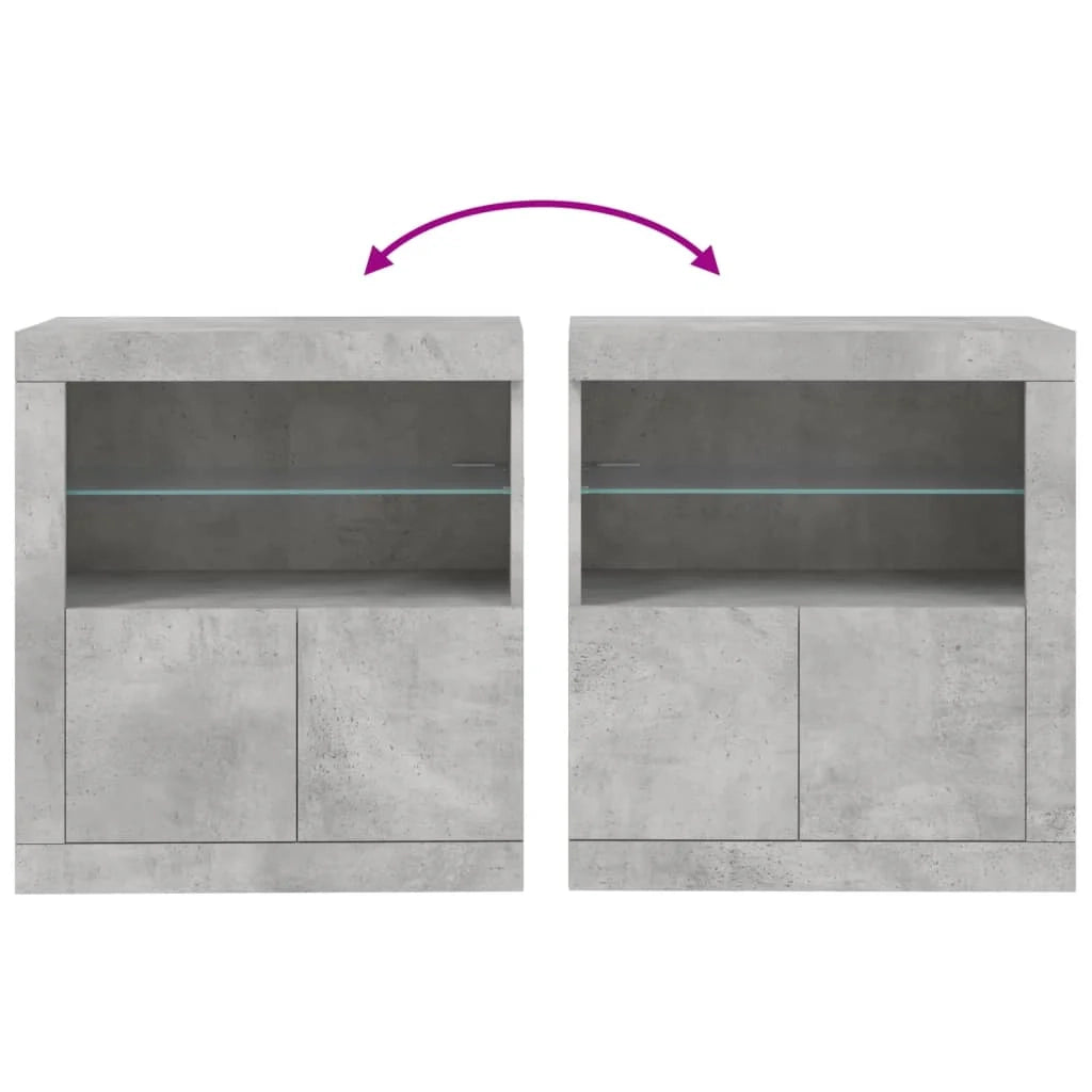 Buffet credenza cassettiera mobiletto mobile contenitore organizer per cucina soggiorno salotto con luci LED 60,5 x 37 x 67 cm grigio 02_0030004
