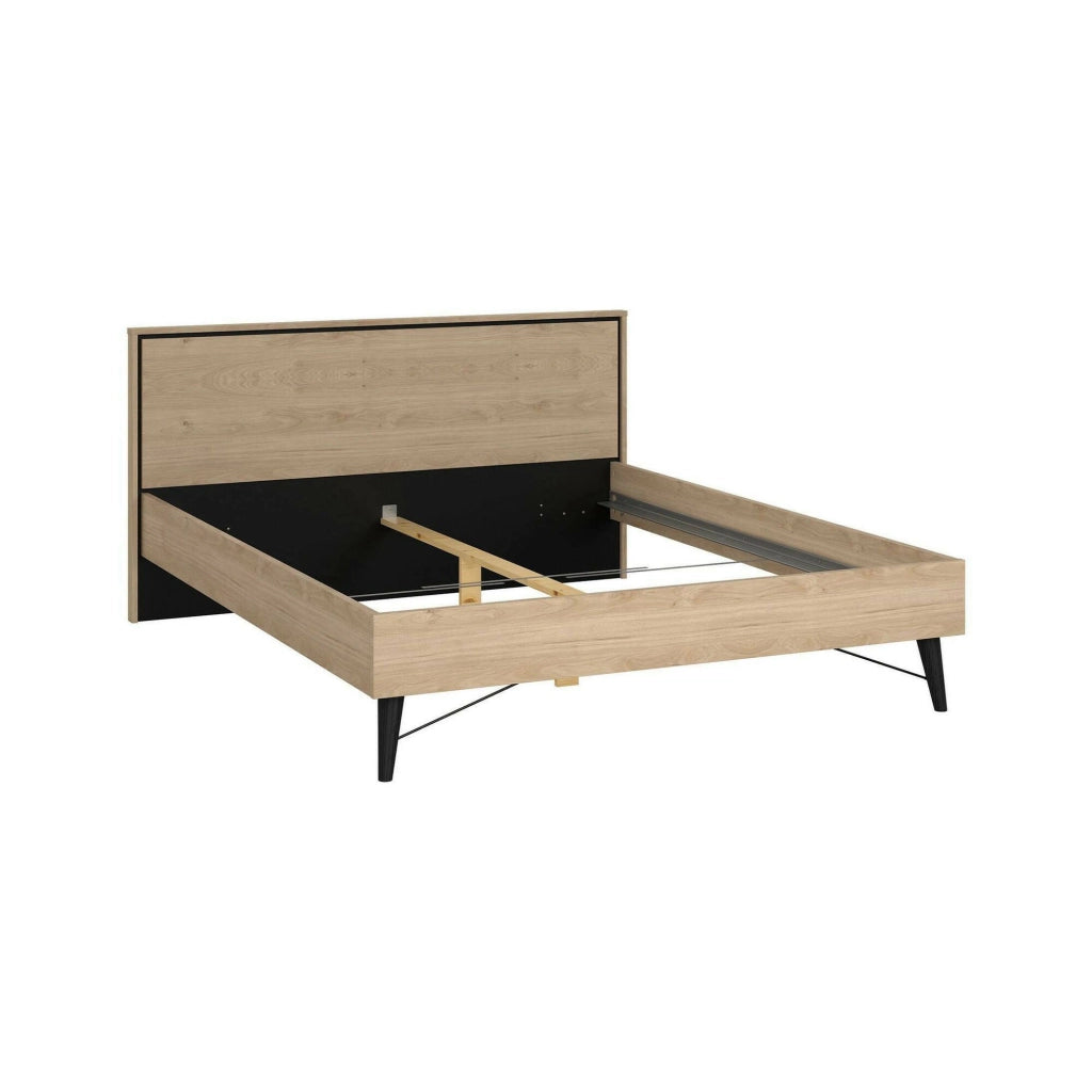 Letto matrimoniale Lala, Sommier per camera da letto, Giroletto per stanza, Struttura porta materasso, 207x173 h91 cm, Rovere