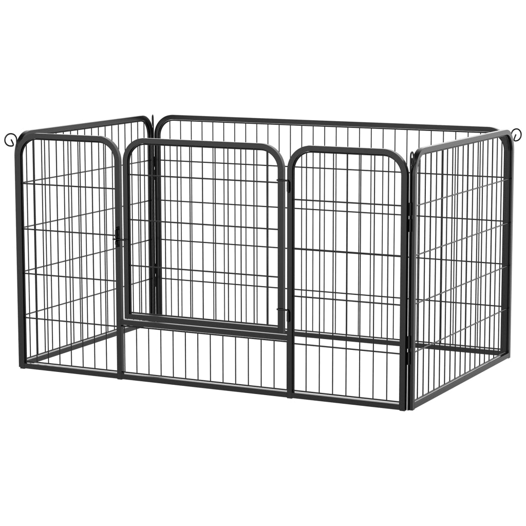 Recinto per Cani 4 Pannelli in Metallo con Porta ¨C zephmum ¨C Nero 125x80x70 cm