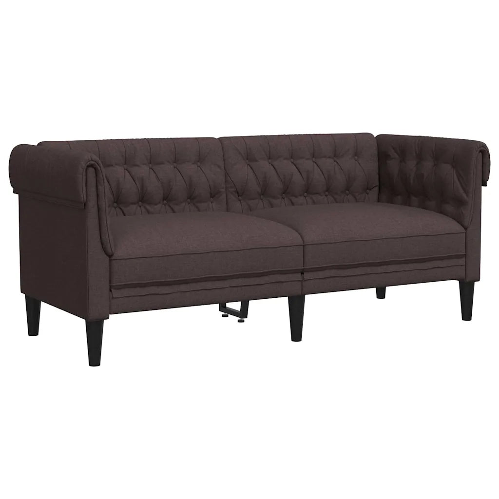 Divano Chesterfield a 2 Posti Marrone Scuro in Tessuto 372550