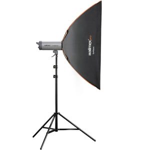 PLUS Orange Softbox 80x120cm, girevole a 360°, Sagomatore di luce per foto e video, incluso diffusore griglia maschere, per studio fotografico