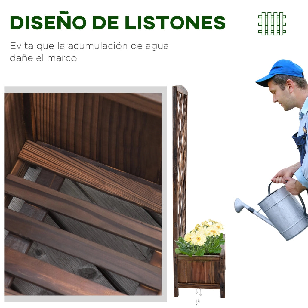 Jardinera con Celos¨ªa di Legno per Piante Rampicanti ¨C Zephmum ¨C 60x30x122,5 cm Marrone