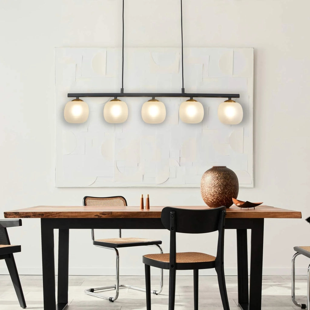 LÚZETE - LAMPADA A SOFFITTO 4 LUCI IN FERRO NERO CON TULIPANO BIANCO NICOLETTA
