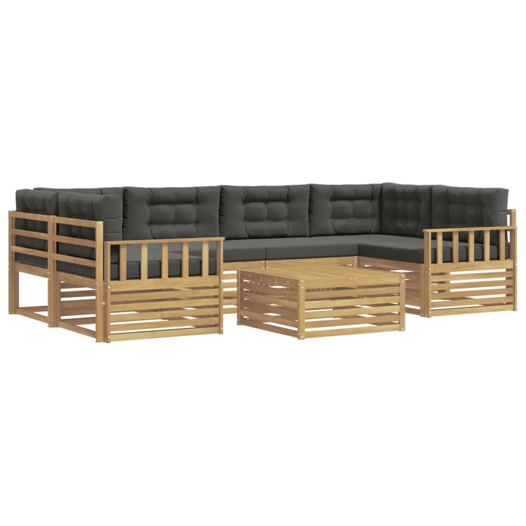 Set di divani da esterno 7 pcs Bianco e Antracite Poliestere