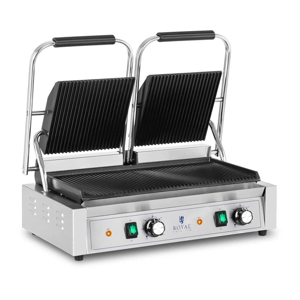 Macchina per panini doppia 3600 watt scanalata apparecchio di cottura professionale acciaio inox 14_0004004