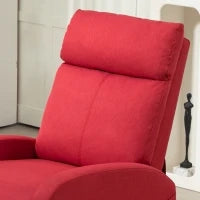 Poltrona Relax Reclinabile con Poggiapiedi in Tessuto Effetto Lino, 69x85x100 cm, Rosso