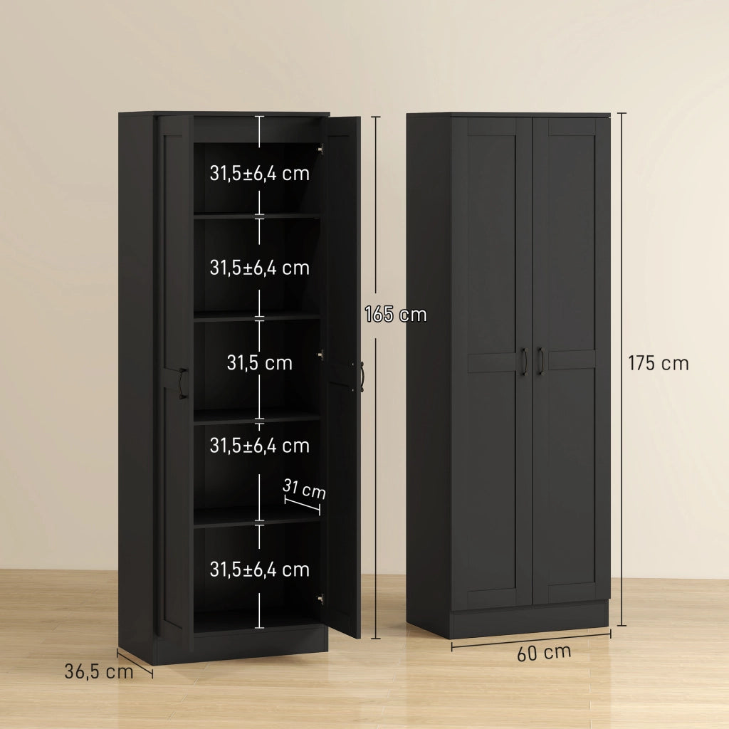 Armadio 2 Ante con 5 Ripiani ¨C Zephmum ¨C Nero 60x36.5x175