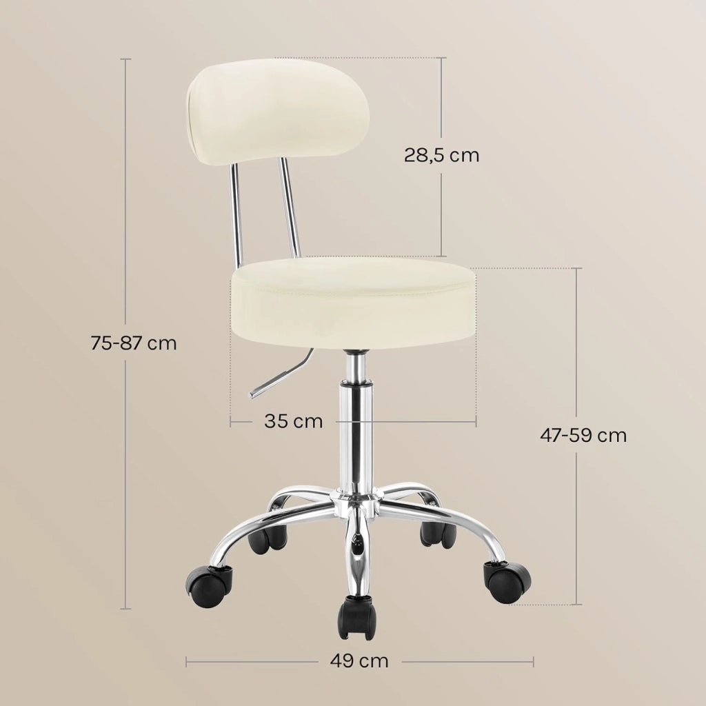 Sedie Ufficio Sedia da Scrivania Sgabelli con Schienale PU Cromato Girevole Moderno, per Ufficio, Salone, Massaggio, Toeletta Trucco, Crema