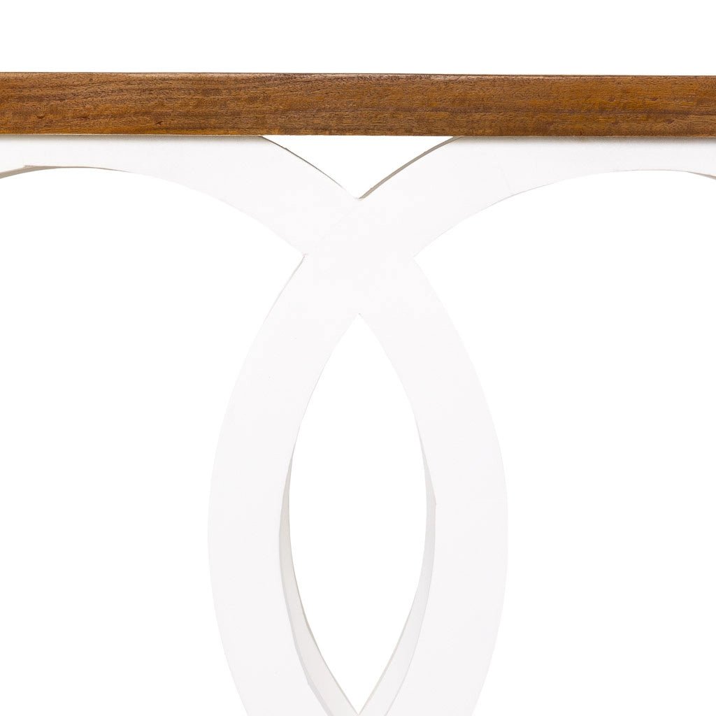 Tavolino da ingresso in legno bianco artigianale 120x30x75h cm