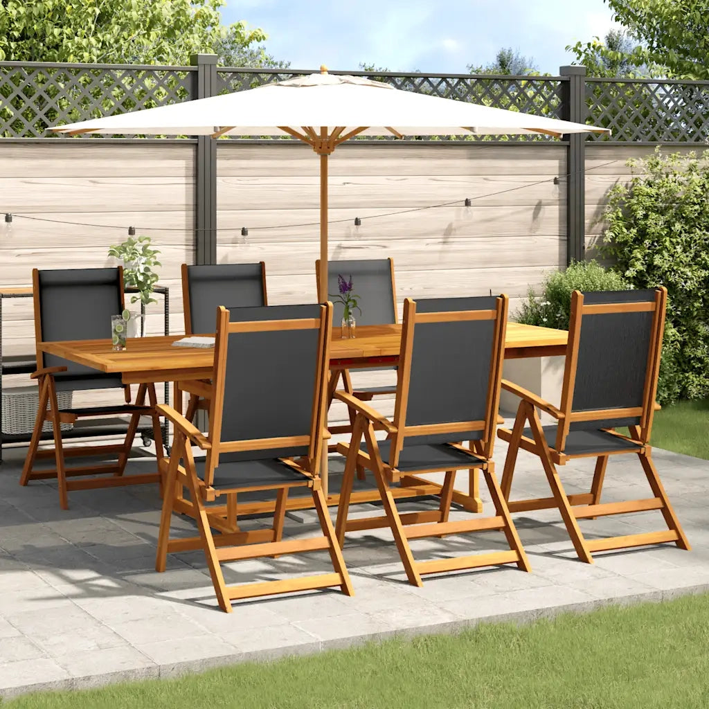 Set Pranzo da Giardino 7pz Legno Massello di Acacia e Textilene