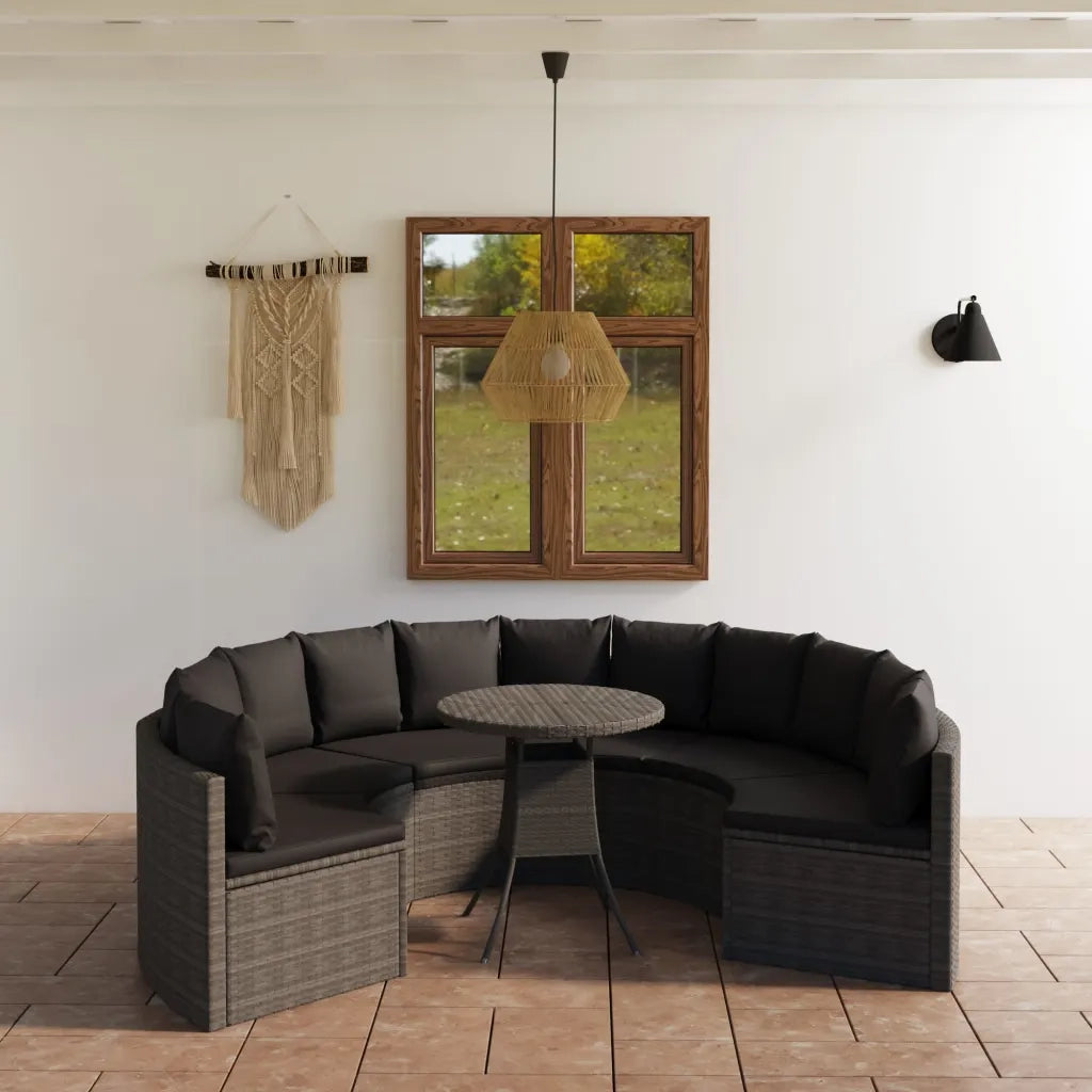 Set Divani da Giardino 7 pz con Cuscini in Polyrattan Grigio cod mxl 41281