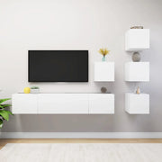 Set Mobili Porta TV 6 pz-Set di 6 Credenza per TV Bianco in Legno Multistrato 602307