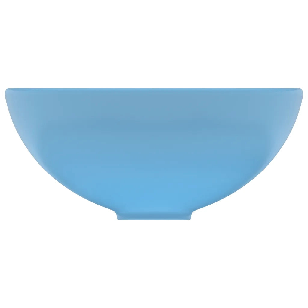 Lavandino Lusso Rotondo Azzurro Opaco 32,5x14 cm in Ceramica cod mxl 49508