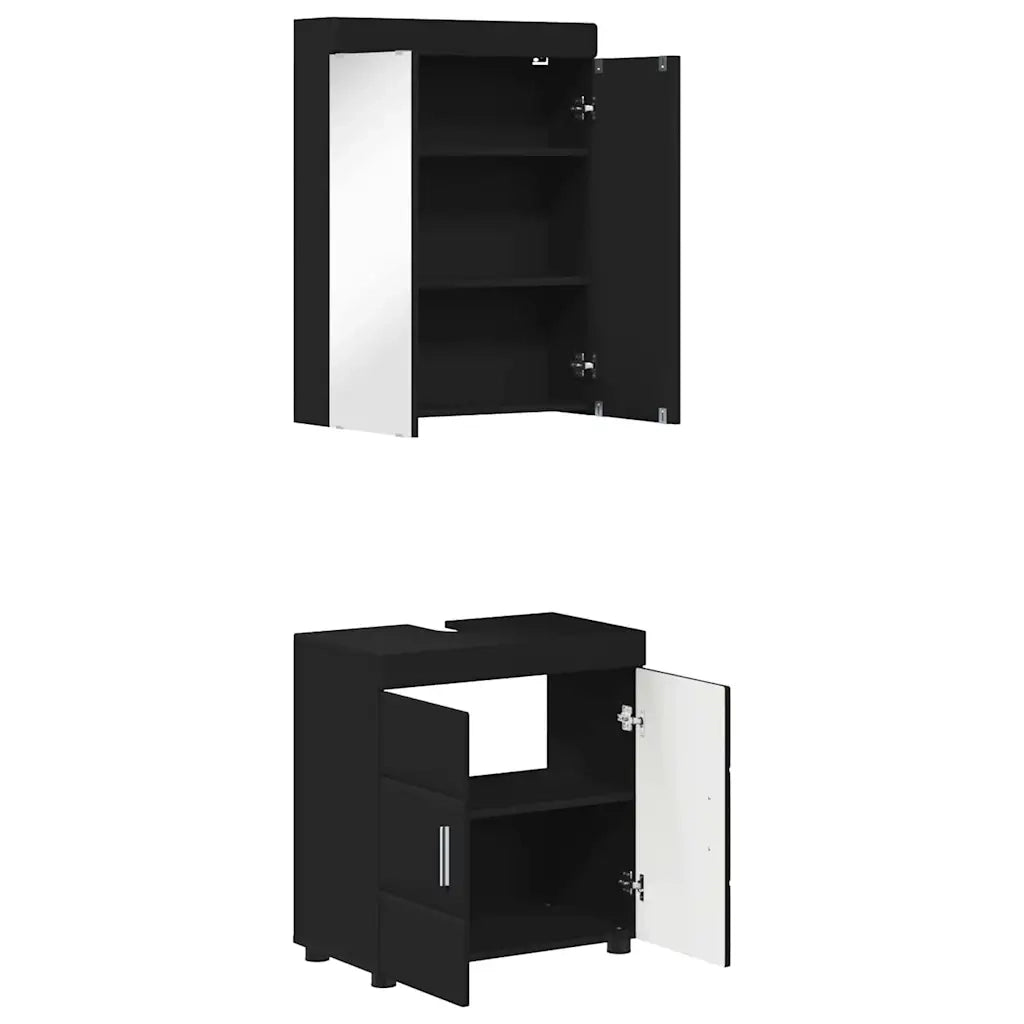 Set di mobili per il bagno TULUM 2 pcs Nero 60 x 34 x 63 cm 3398015