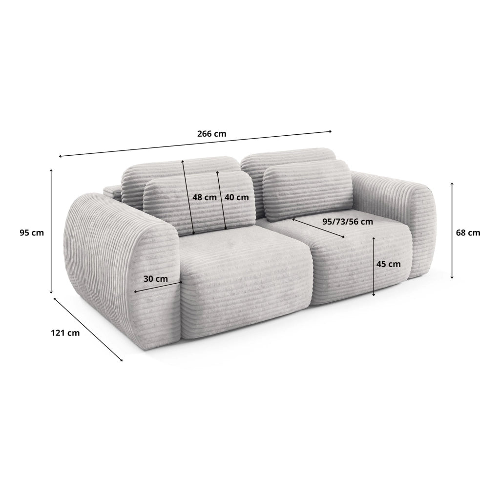 Golgi, Divano Letto 2 Posti Contenitore, 266x121 cm Bianco