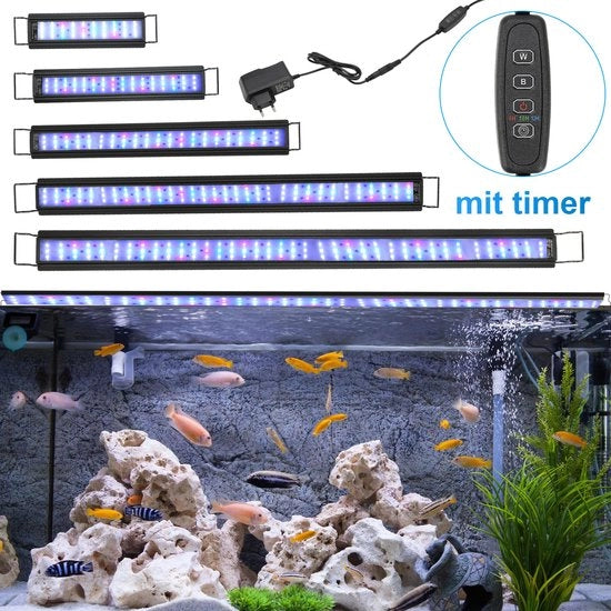 Lampada LED RGB per acquario 36W con supporto e timer per interni