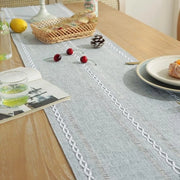 Tavolo da pranzo in lino a maglia grigio 180 cm con pennelli per decorazione di tavola per sala da pranzo cucina e festa (grigio, 180 cm)