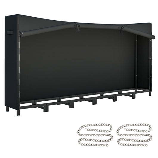 Legnaia da Esterno 235x31x116 cm con Telo Impermeabile e Struttura Regolabile in Metallo Nero