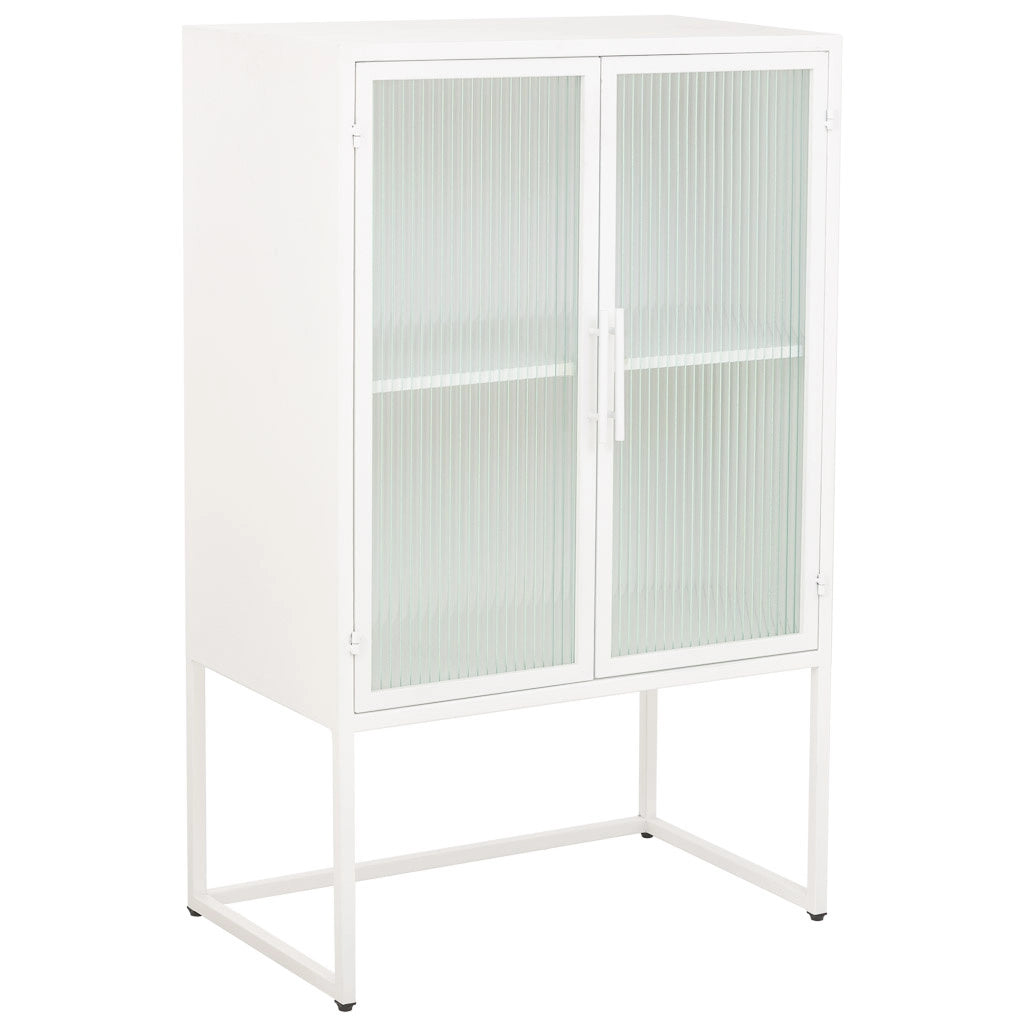 Vetrina in metallo bianco con 2 ante cm 65x38,5x105,5h